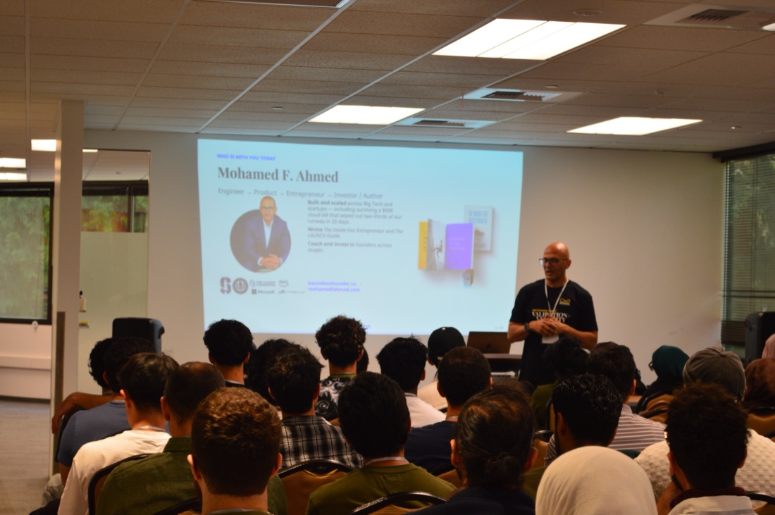Mohamed F. Ahmed opening the Sprint with a keynote to the seated room.