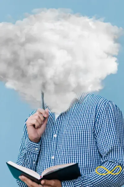 Entrepreneur relaxing with eyes closed, emphasizing the power of planned rest for better focus and productivity.