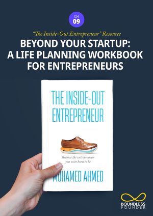 Boundless Founder - The Inside-Out Entrepreneur book cover with blue background Chapter 9 (Resources)